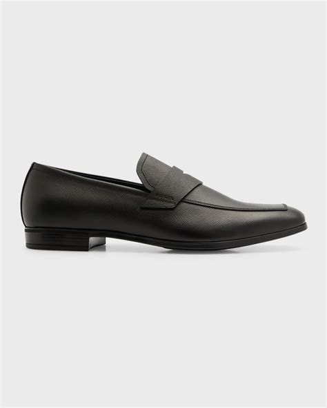 logo penny loafer prada|Prada saffiano leather penny loafer.